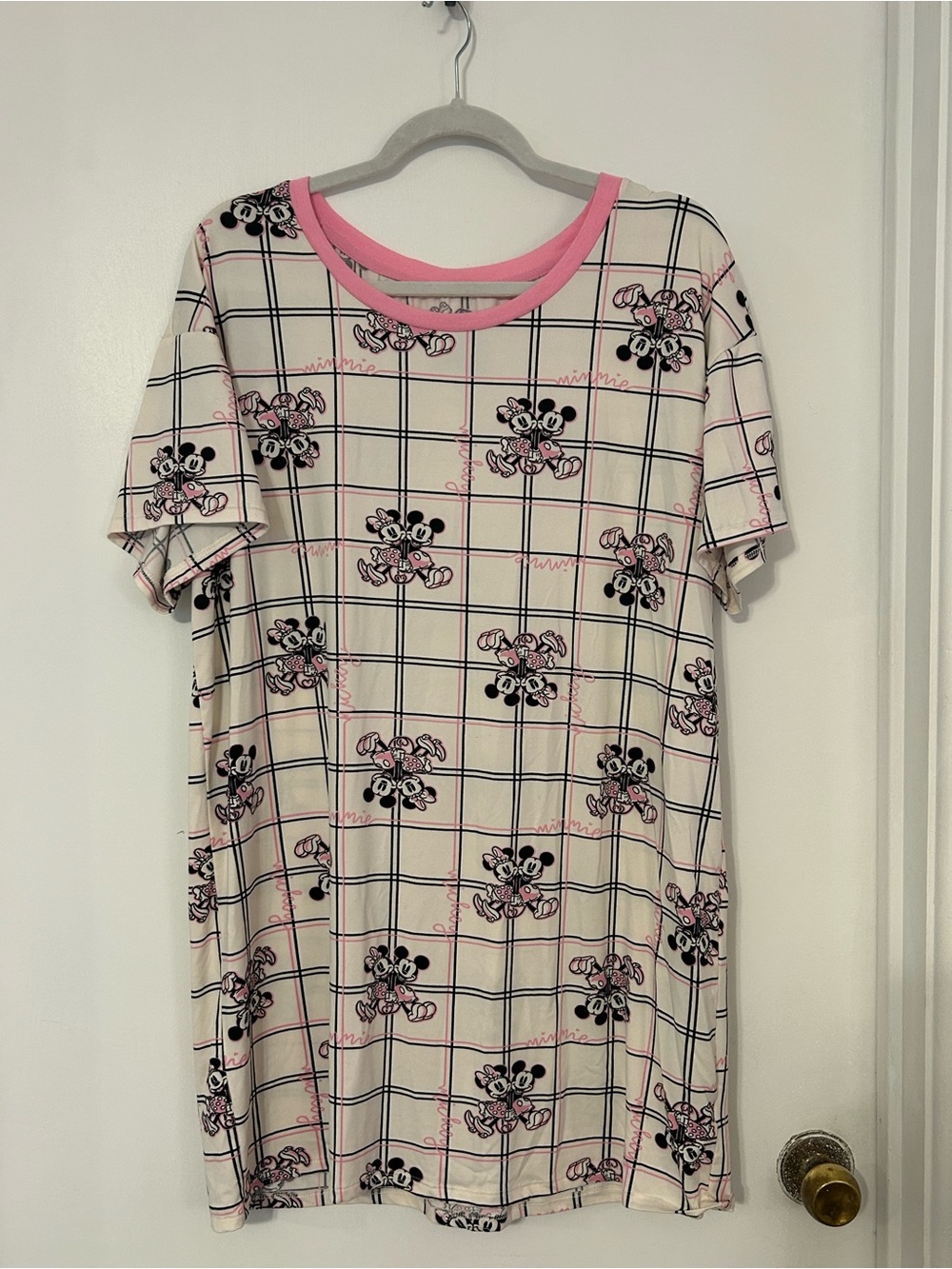 Pink Trim Plaid Mickey Mouse Nightgown